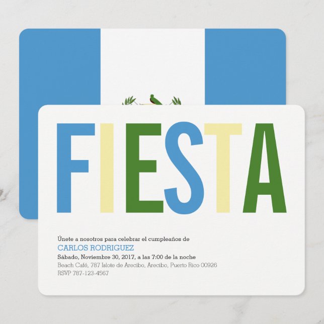 Invitación Fiesta:Invitaciones: Guatemala: Bandera guatemalte (Anverso / Reverso)