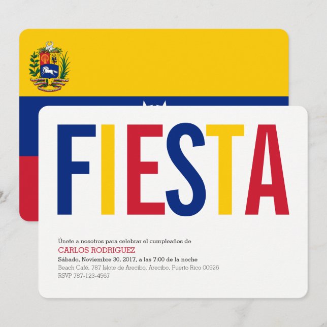Invitación Fiesta: Invitaciones: Venezuela: Bandera Venezolan (Anverso / Reverso)