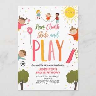 Invitación Fiesta Invitado De Cumpleaños En El Parque Chica