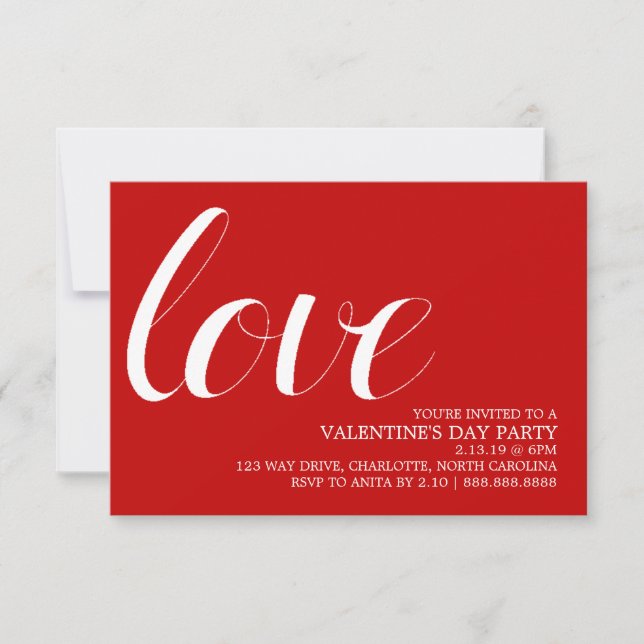 Invitación Fiesta invitado de San Valentín| Amor a la pluma M (Anverso)