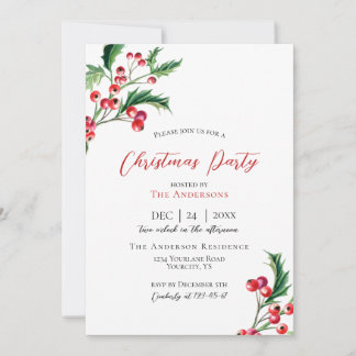 Invitación fiesta invitado por navidades invitan a bayas de i