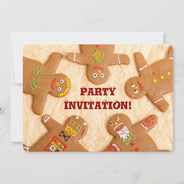Invitación Fiesta Invitatation del hombre de pan de jengibre (Anverso)