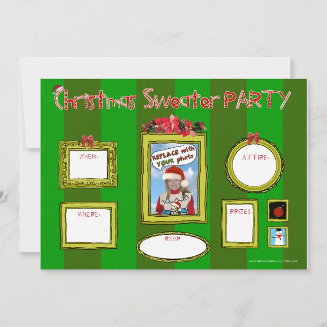 Invitación Fiesta Invitation_template1 del suéter del navidad (Anverso)