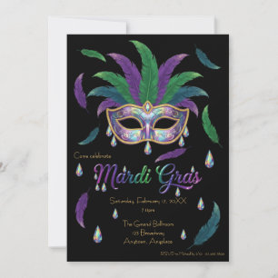 Invitación Fiesta Iridescente de Mardi Gras