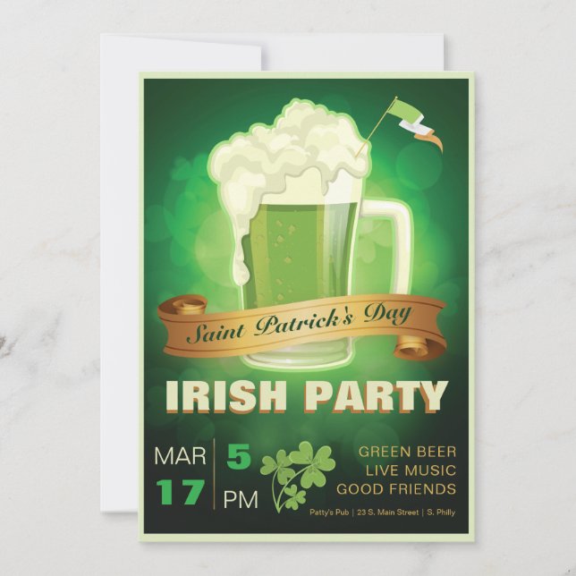 Invitación Fiesta irlandés del Día de San Patricio (Anverso)
