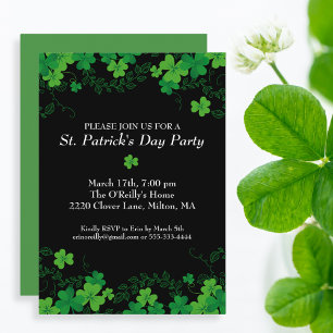 Invitación Fiesta irlandés del Green Shamrock Vine