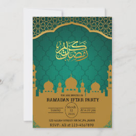 Invitación Fiesta islámico islámico de Ramadán verde azulado