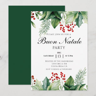 Invitación Fiesta italiana de Navidad Buon Natale