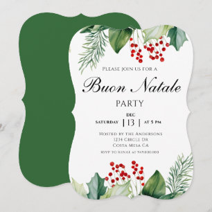 Invitación Fiesta Italiana de Navidad Buon Natale