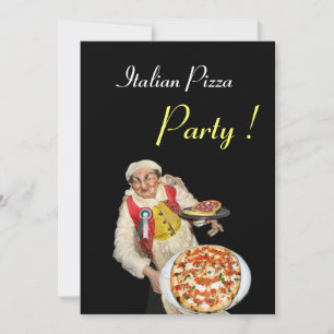 Invitación FIESTA ITALIANO PIZZA , negro rojo RESTAURANTE
