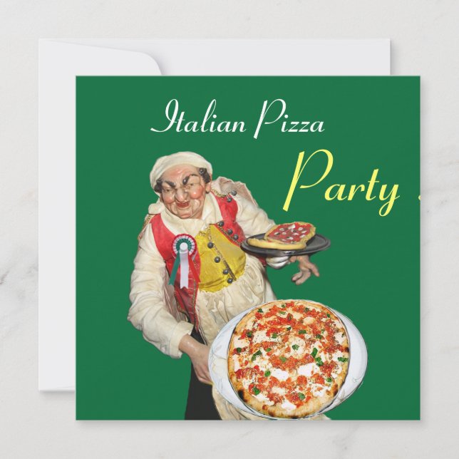 Invitación FIESTA ITALIANO PIZZA , RESTAURANTE verde negro (Anverso)