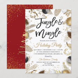 Invitación Fiesta jada de jingle y melodía de oro rojo