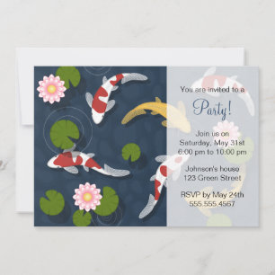 Invitación Fiesta japonés Koi Fish Pond