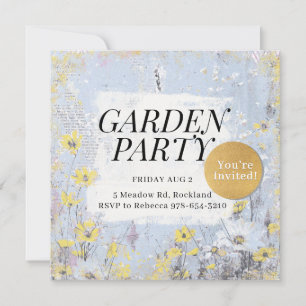 Invitación Fiesta Jardín Blue Daisy Wildflower Cumpleaños Clá