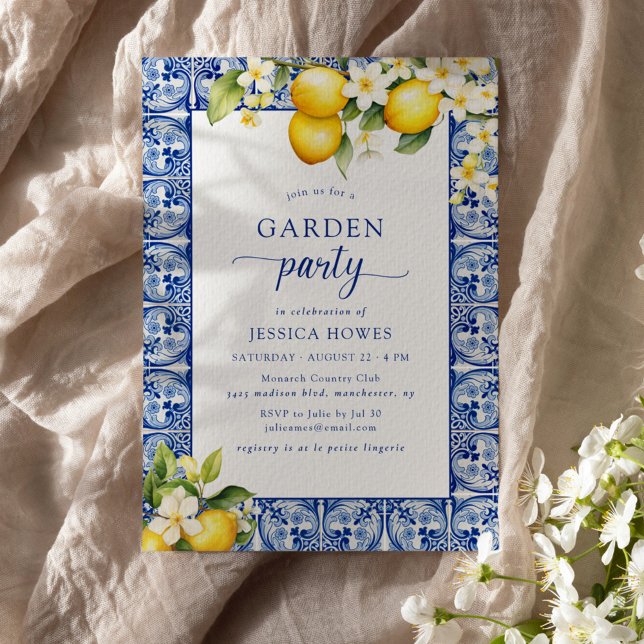 Invitación Fiesta Jardín Ducha de Novias Azul y Lemons (Subido por el creador)