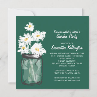 Invitación Fiesta Jardín Mason Jar & White Daisies