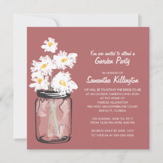 Invitación Fiesta Jardín Mason Jar & White Daisies