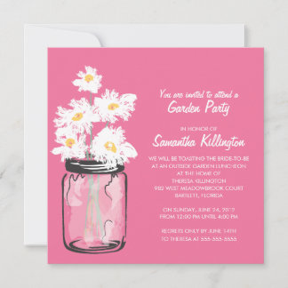 Invitación Fiesta Jardín Mason Jar & White Daisies