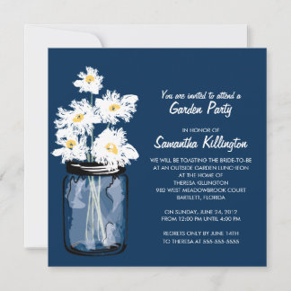 Invitación Fiesta Jardín Mason Jar & White Daisies