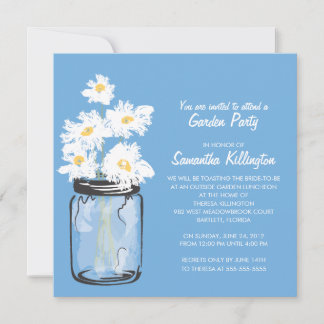 Invitación Fiesta Jardín Mason Jar & White Daisies