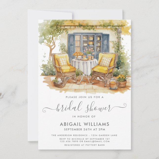 Invitación Fiesta Jardín Naranja Picnic Citrus Bridal Shower (Anverso)