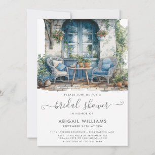 Invitación Fiesta Jardín Picnic Blue Pink Floral Bridal Showe