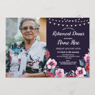 Invitación Fiesta jubilado florió foto de color rosa en la ma
