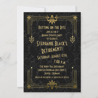 Invitación Fiesta jubilatorio Art Deco de los años 20