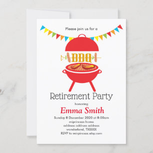 Invitación fiesta jubilatorio bbq, barbacoa, parrilla bbq