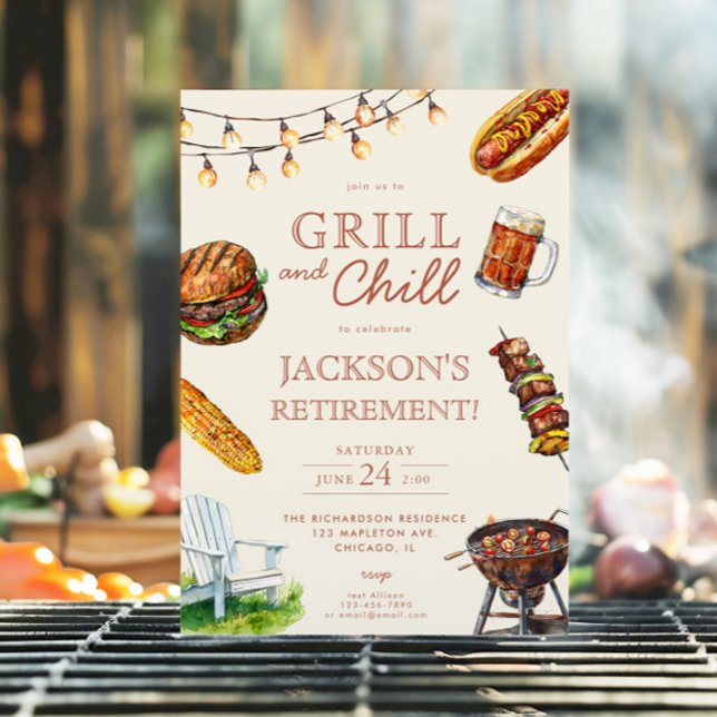 Invitación Fiesta jubilatorio de Grill and Chill Barbeque BBQ (Subido por el creador)