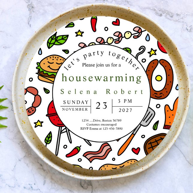 Invitación fiesta juntos BBQ récord el calentamiento de la ca (Subido por el creador)