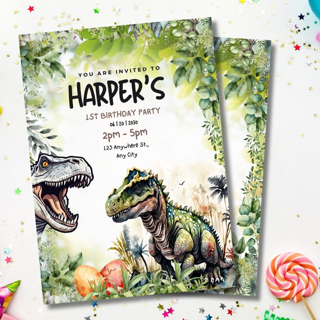 Invitación Fiesta Jurásica del T-Rex Cumpleaños 1  (Subido por el creador)