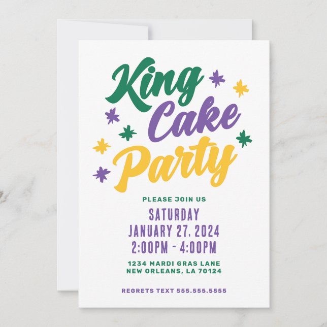 Invitación Fiesta King Cake (Anverso)