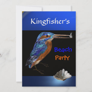 Invitación Fiesta KINGFISHER BEACH, Champagne metálico, negro