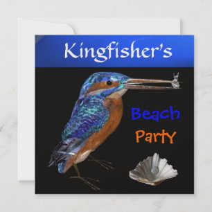 Invitación Fiesta KINGFISHER BEACH, Champagne metálico, negro