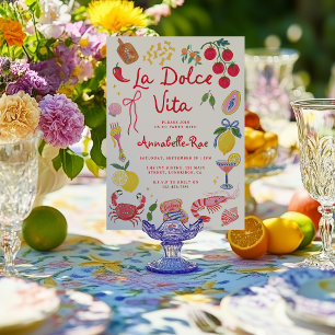 Invitación Fiesta La Dolce Vita Comida Riviera Italiana