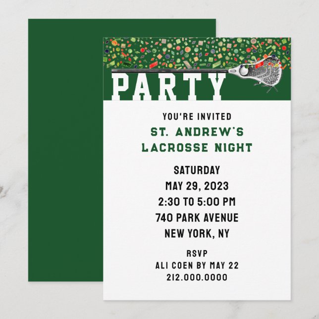 Invitación Fiesta Lacrosse (Anverso / Reverso)