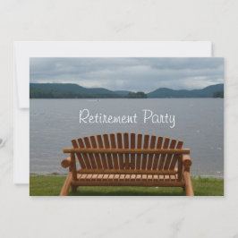 Invitación Fiesta-Lakeview del retiro con el banco de madera