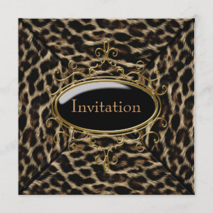 Invitación Fiesta Leopardo de Oro Negro