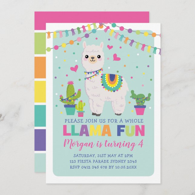 Invitación Fiesta lindo de la fiesta de la alpaca del arco (Anverso / Reverso)