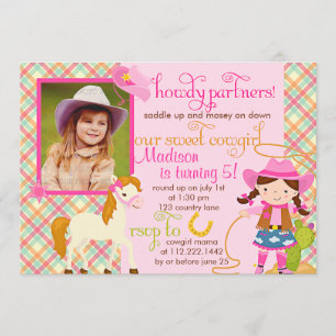Invitación Fiesta lindo de la foto caballo rosado moderno de