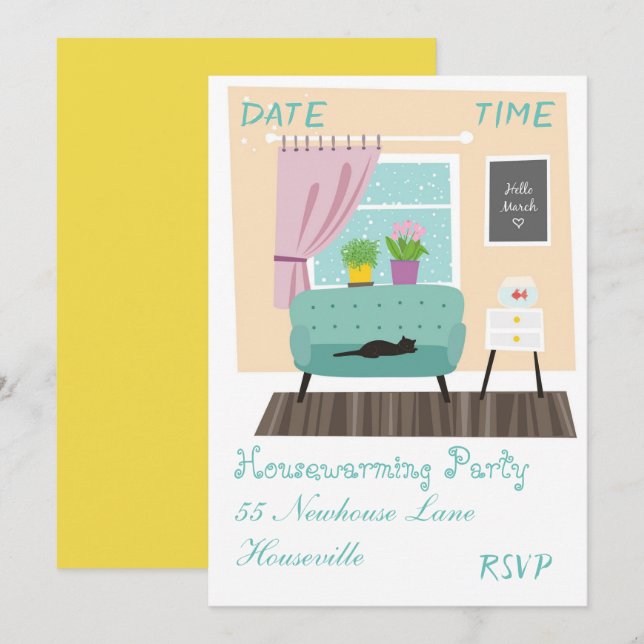 Invitación Fiesta lindo del estreno de una casa del (Anverso / Reverso)