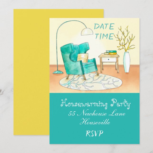 Invitación Fiesta lindo del estreno de una casa del (Anverso / Reverso)