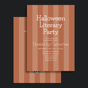 Invitación Fiesta Literaria de Halloween Raya Naranja