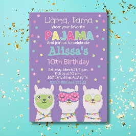 Invitación Fiesta Llama pajama, fiesta de spa