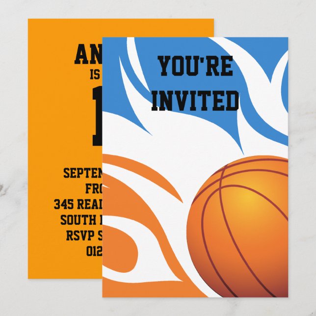 Invitación Fiesta llameante del B/O del cumpleaños del (Anverso / Reverso)