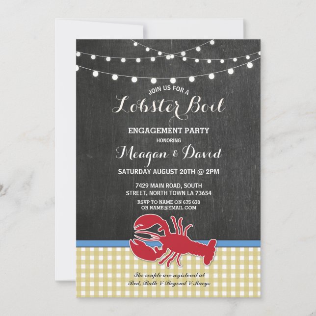 Invitación Fiesta Lobster de la comprobación del compromiso d (Anverso)