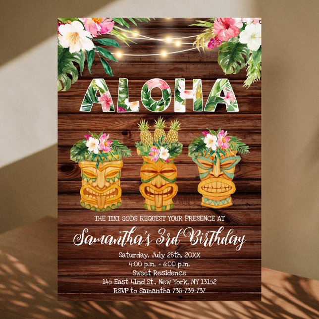 Invitación Fiesta Luau Aloha Birthday String Light (Subido por el creador)