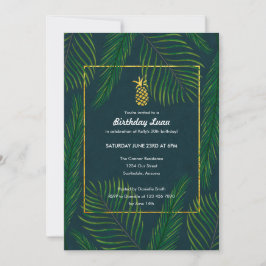 Invitación Fiesta Luau de cumpleaños de piña tropical