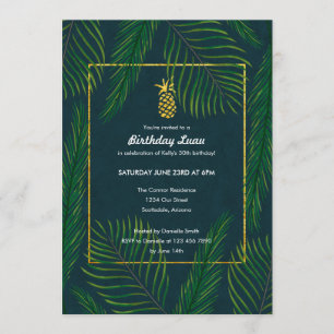 Invitación Fiesta Luau de cumpleaños de piña tropical